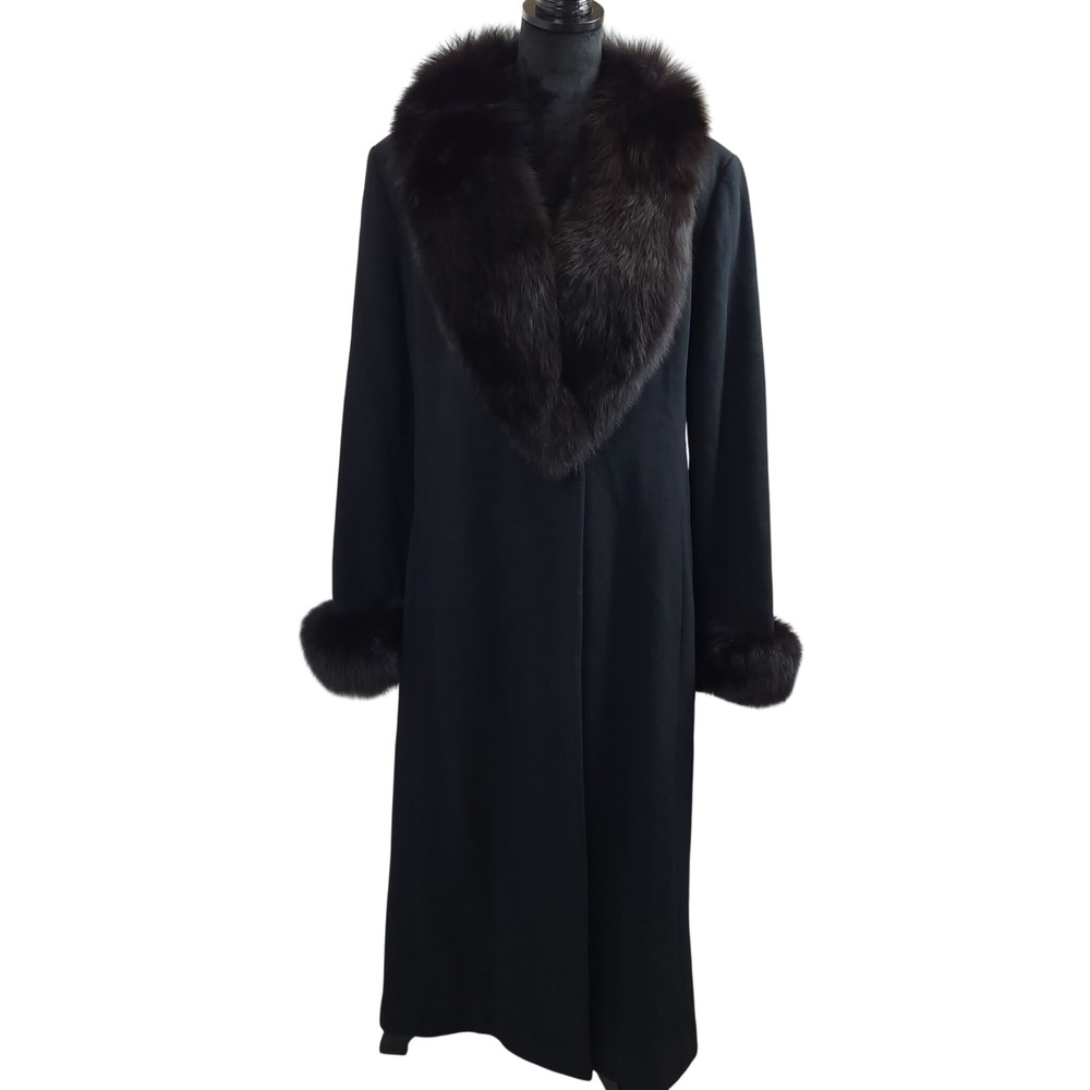 Ellen Tracy Womens Genuine Fox Fur Long Maxi Coat Sz 14 Winter Luxury Old Money